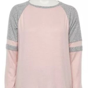 SO Pink and Gray Raglan Top